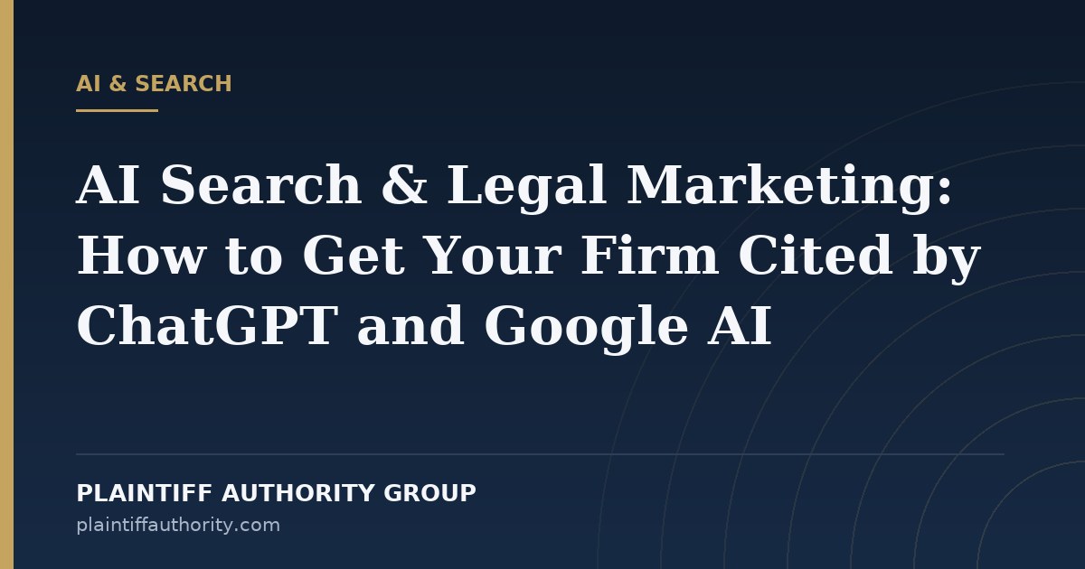 Diagram of a law firm's web and directory presence feeding into an AI answer engine citation