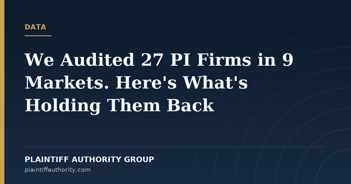 Analytics dashboard comparing visibility scores across multiple personal injury law firm websites