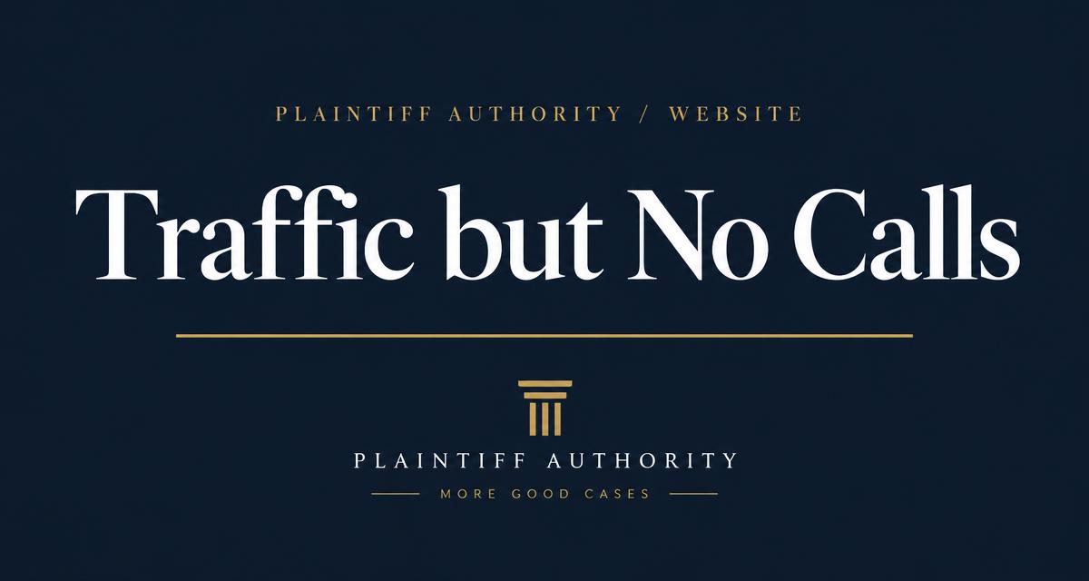 Analytics dashboard showing rising website traffic beside a flat lead conversion line