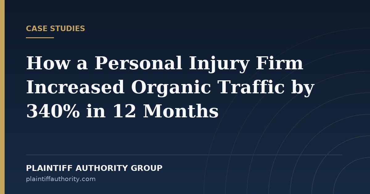 How a Personal Injury Firm Increased Organic Traffic by 340% in 12 Months — Plaintiff Authority Group
